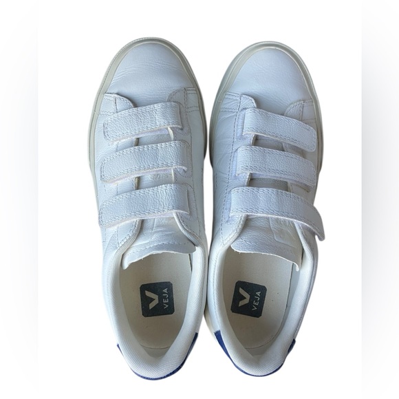 Veja Women's 8 Recife Sneakers 3 Strap Extra White Royal Blue Sustainable Vegan - Picture 10 of 15